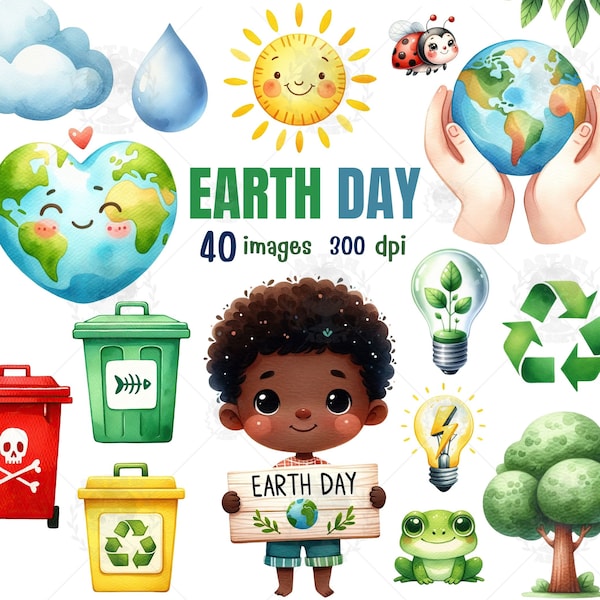 Earth day watercolor clipart ,Globe clipart, Greenery PNG, Mother day png, recycling clipart, Spring ,Nursery clipart, Earth friendly ,Shirt