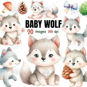 baby wolf baby shower, Watercolor clipart, Wolf PNG, Woodland clipart ,baby animals clipart, wolf shirt, Nursery clipart, Gifts for baby