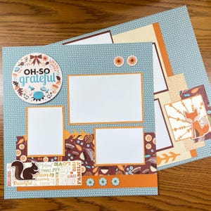 Autumn Fall 12x12 Scrapbook 2pg Layout, Perfect for Thanksgiving, School, Woodsy Outdoors, 3D Handmade, Quick Easy, Pathfinding05