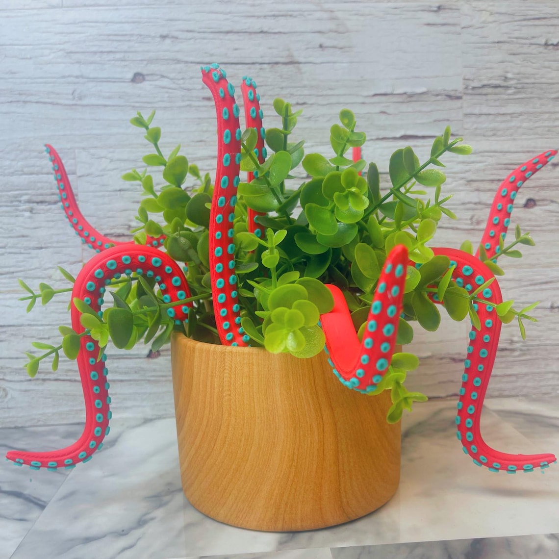 Colorful octopus tentacle decorations for planters