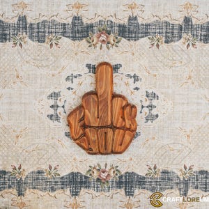 Hand Carved Wooden Middle Finger Wall Art – Bold Funny Statement Decor – Unique Offensive Gift – Rustic Protest Sign by Craftloreum