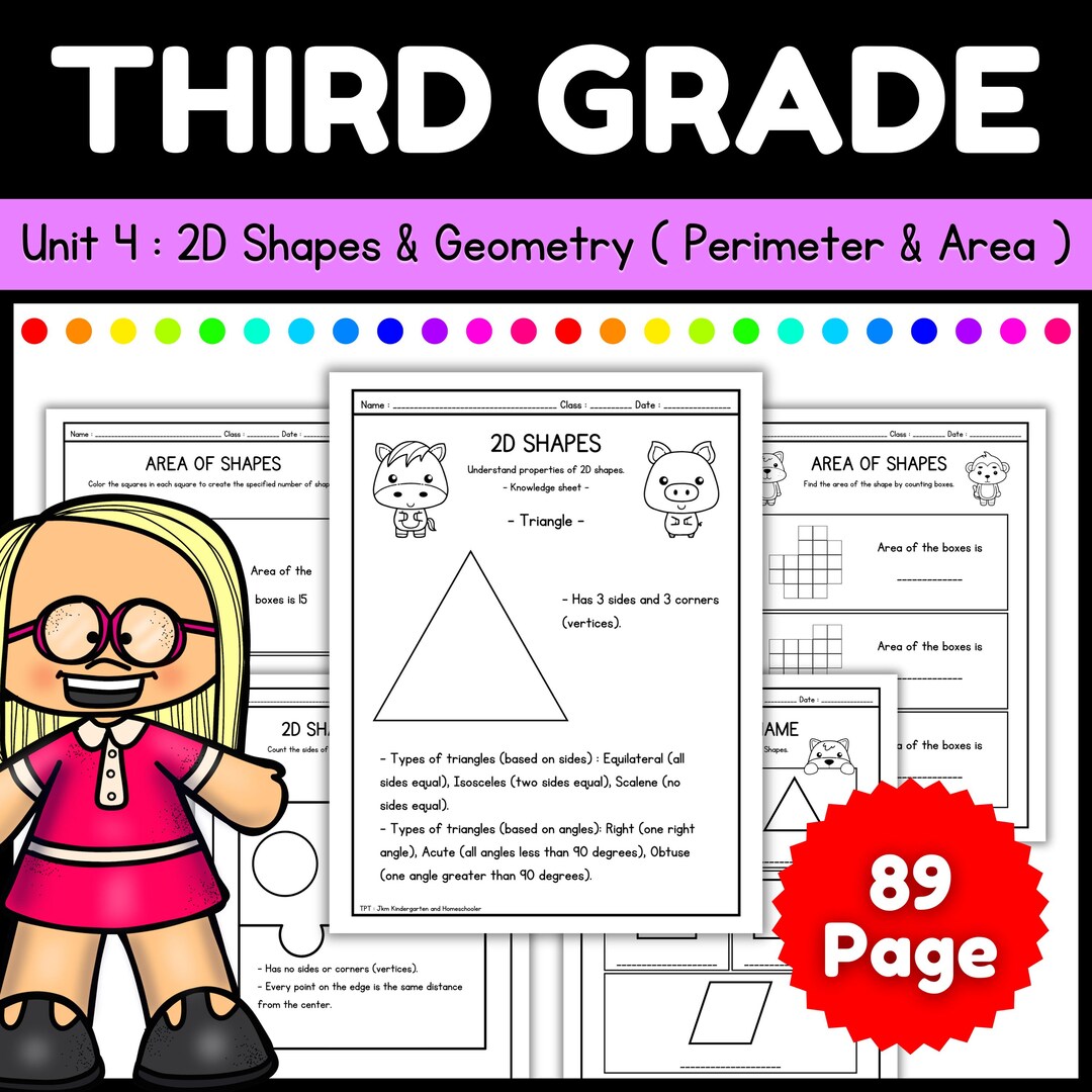 3rd Grade Beginning of the Year Math Packet Unit 4 : Math Area and ...
