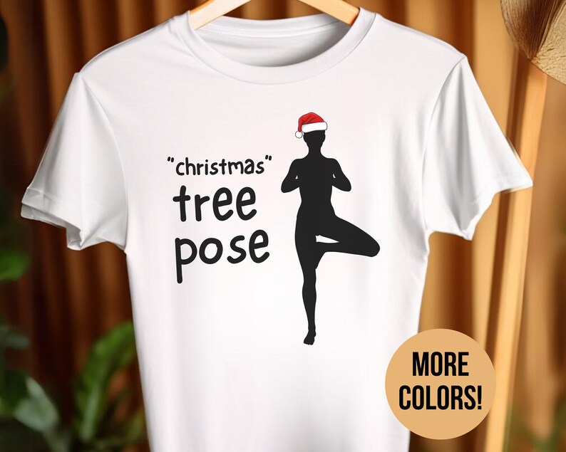 Christmas Tree Pose Funny Christmas Yoga Shirt Yoga Santa Etsy UK