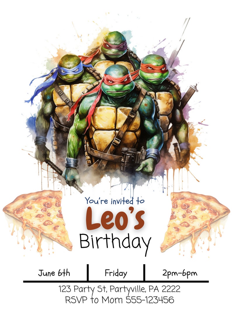 Ninja Turtle Birthday Invitation CANVA Template Editable Etsy Australia