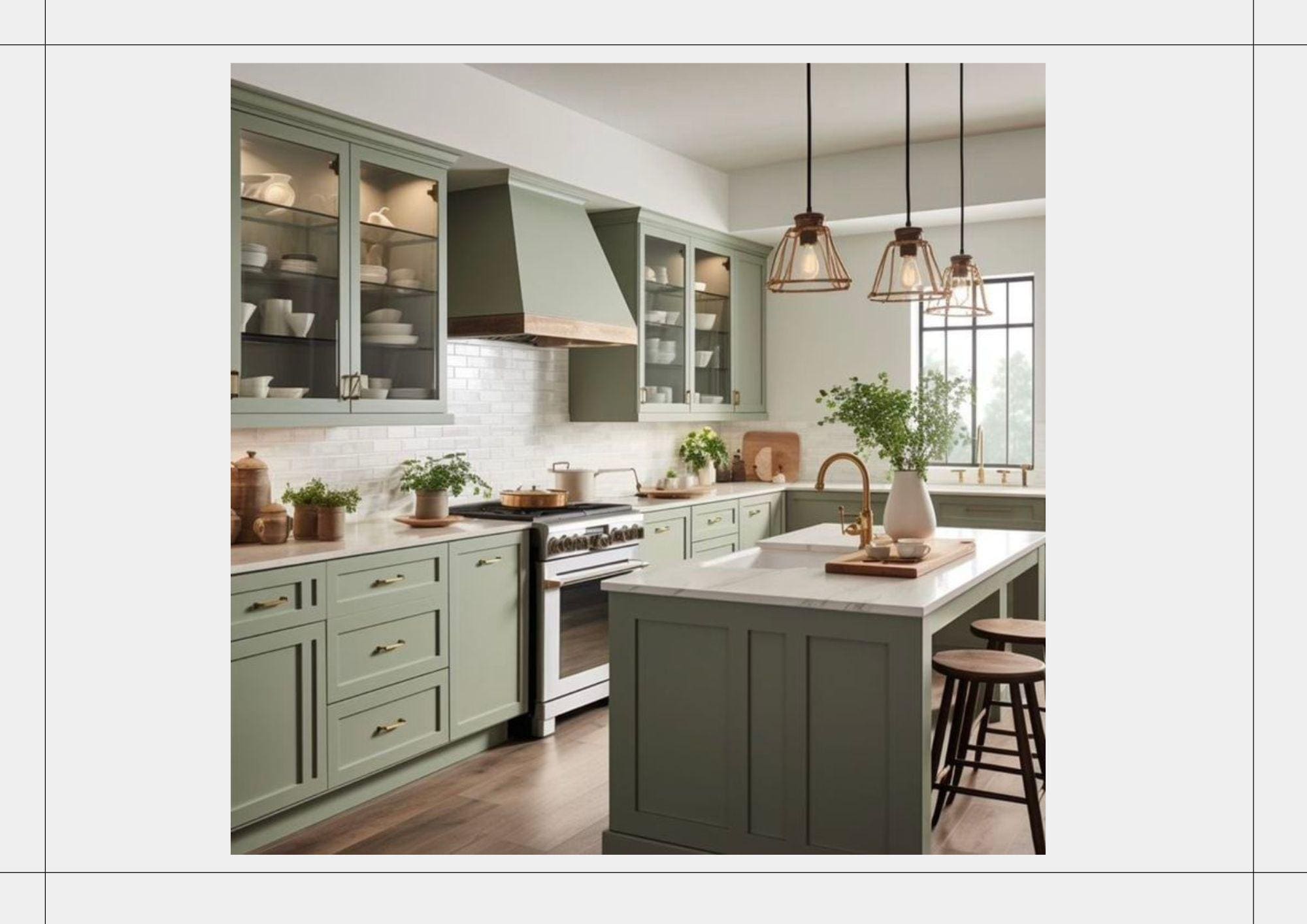 Sage Green Kitchen Designs, Virtual Design Service, Minimalist Kitchen ...