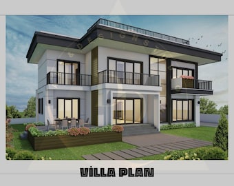 Plano de casa dúplex moderna, 5 habitaciones, 5,5 baños, con archivo CAD original gratuito (unidades métricas e imperiales)