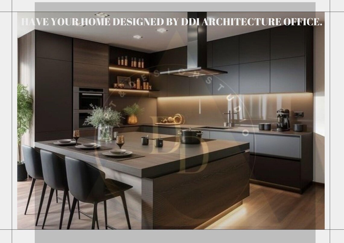 Grey Luxury Kitchen, 3d Rendering , Minimalist Kitchen Remodel Ideas ...