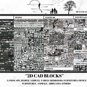 Mega AutoCAD Blocks 2D DWG CAD Library , Templates, Drawings ,Bundle ( Plants, People, Sofa, Transportation, Kitchen and Extra Gifts etc.