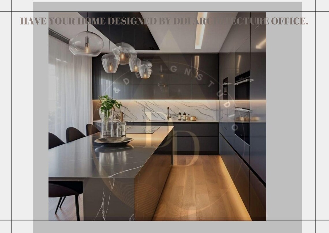 Grey Luxury Kitchen, 3d Rendering , Minimalist Kitchen Remodel Ideas ...