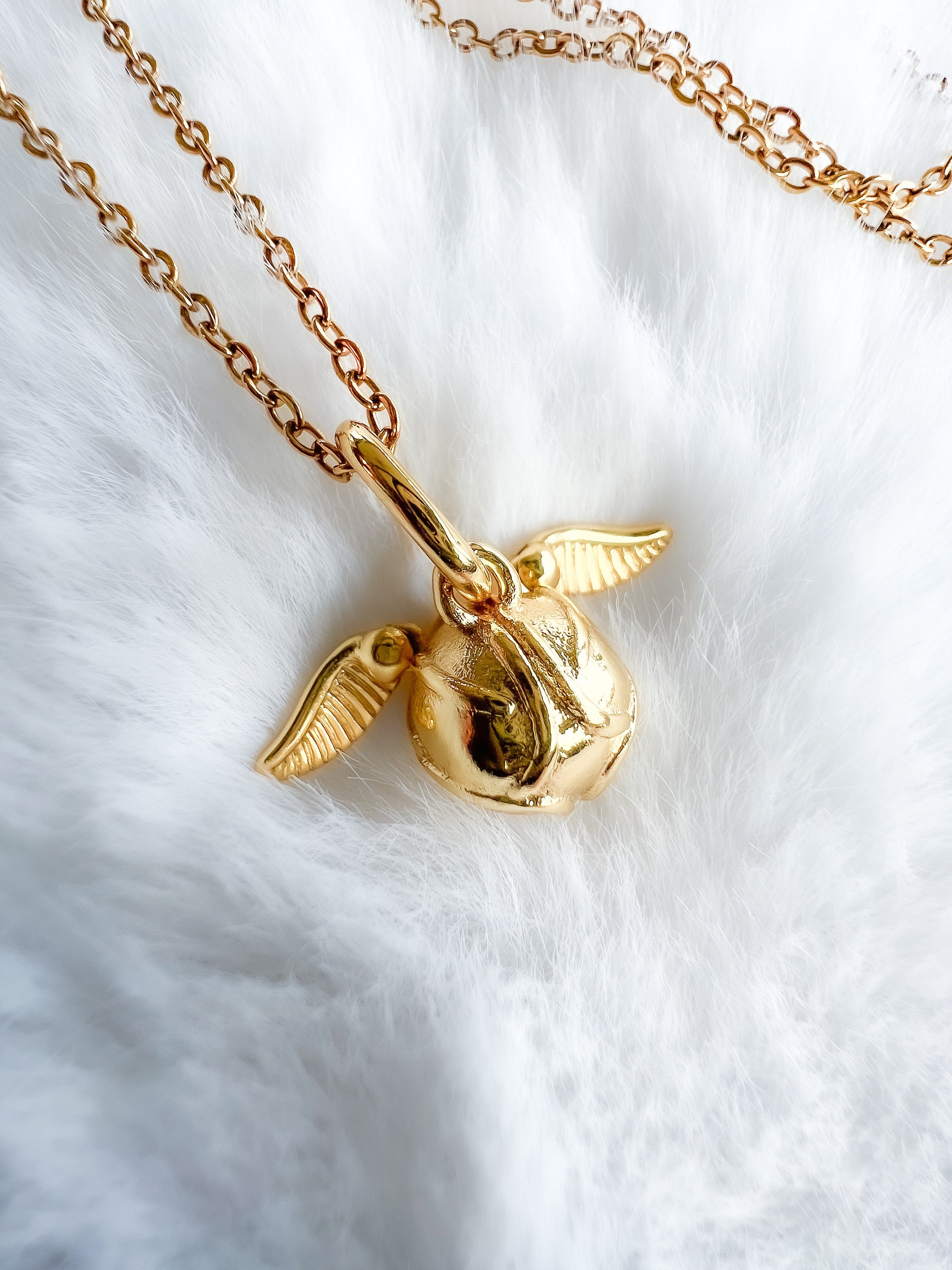 Quidditch The Deathly Hallows Wings Golden Snitch Harry Potter Necklace Hot  Gift