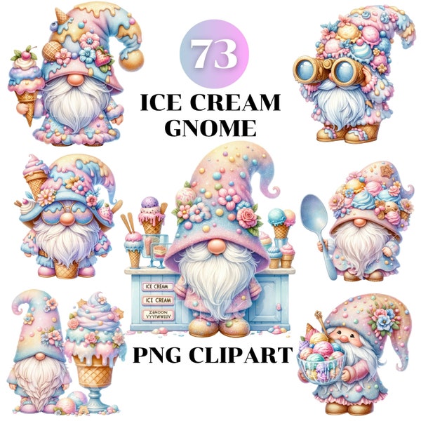 Ice Cream Gnome Watercolor,Ice Cream Truck Gnome, Summer Gnomes Png, Ice Cream Sublimation, Summer Time Png, Gnomes Printable Design