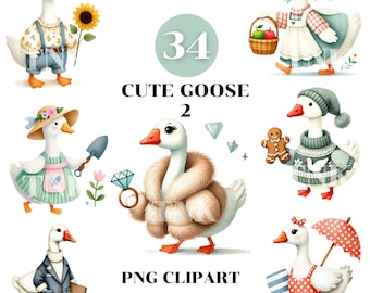 Cute Goose, Goose clipart, Goose Print, Goose Print Nursery, Geese ,Animal clipart, Female Goose, Dress, Watercolor, Fairytale