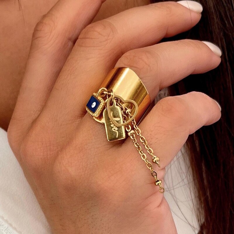 Dangle Charm Ring - Etsy