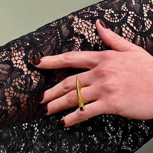 Stainless Steel Three Finger Pointy Ring• Polished Dagger Waterproof Modern Cuff Ring• Solid Sharp Festival Ring ToughCandy• Gift for Her