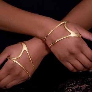 Modern Perforated Golden Palm Cuff• Geometric Palm Wrap Cuff• Statement Shiny Palm Cuff• Rock STYLE Palm Bracelet ToughCandy• Birthday Gift