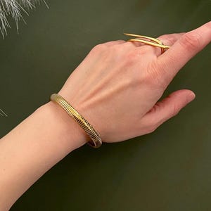 Stainless Steel Snake Chain Bracelet• Golden Adjustable Flat Cuff• Minimal Open Bangle• Statement Chunky Cuff by ToughCandy• Birthday Gift