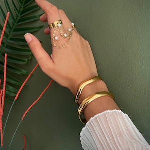 Molten Golden Cuff Bracelet• Solid Golden Abstract Cuff Bracelet• Minimal Rock Style Cuff• Statement Golden Cuff by ToughCandy• Womens gift