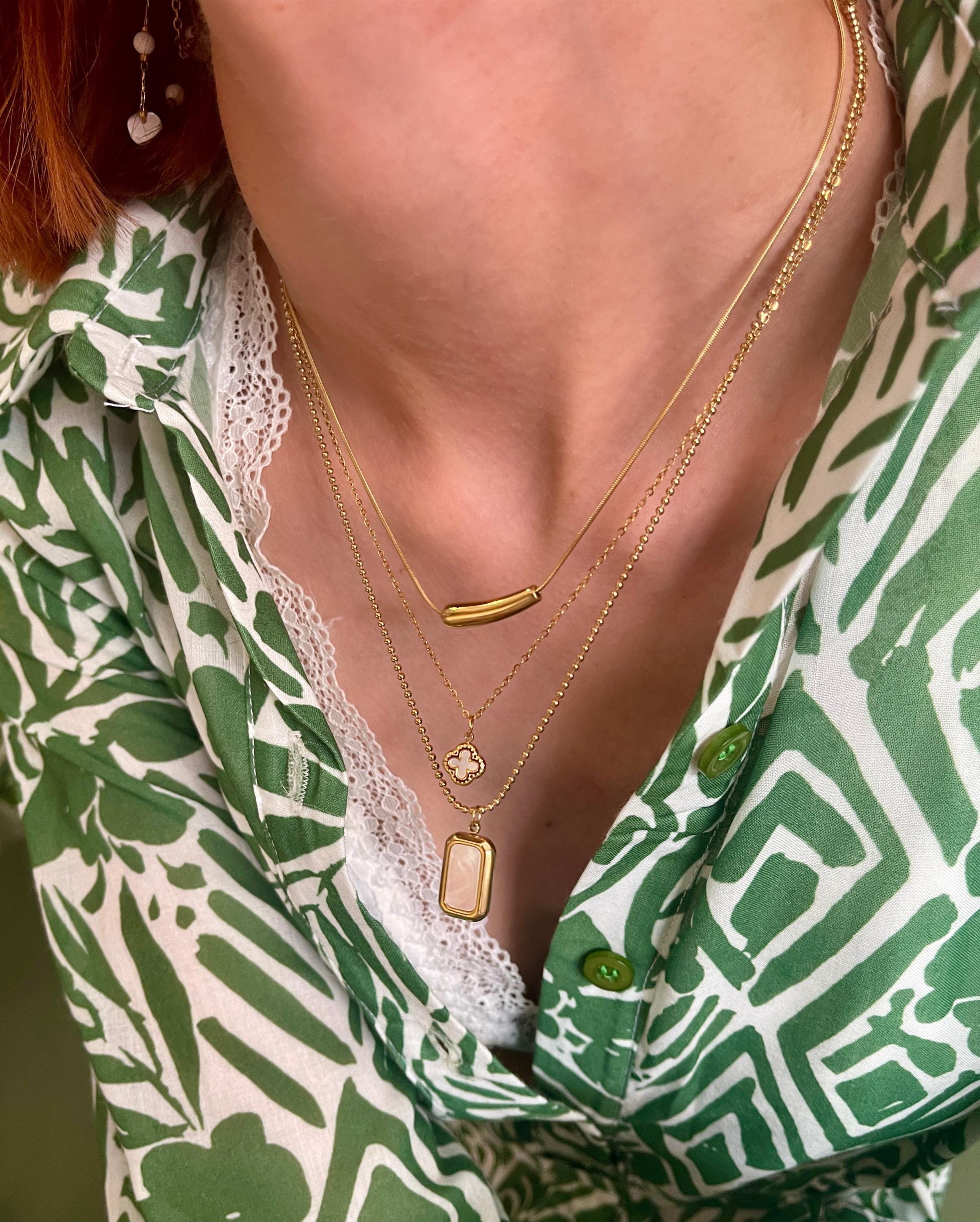 ★2025SS新作★THE COLDEST MOMENT★TCM shell layered necklace Delicate Stainless Steel Shell Necklace• Round Snake Chain