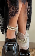 Chunky Layered Pearls Anklet• Silver Thick Ball Chain Anklet• Extravagant Stackable Multi Beaded Ankle Bracelet by ToughCandy• Birthday Gift