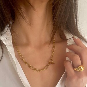 Gelaagde choker lariatkettingset• Ovale schakel diamantgeslepen gouden kettingkettingen• Lichtgewicht veiligheidsspeld zirkoonkettingen van ToughCandy afbeelding 8