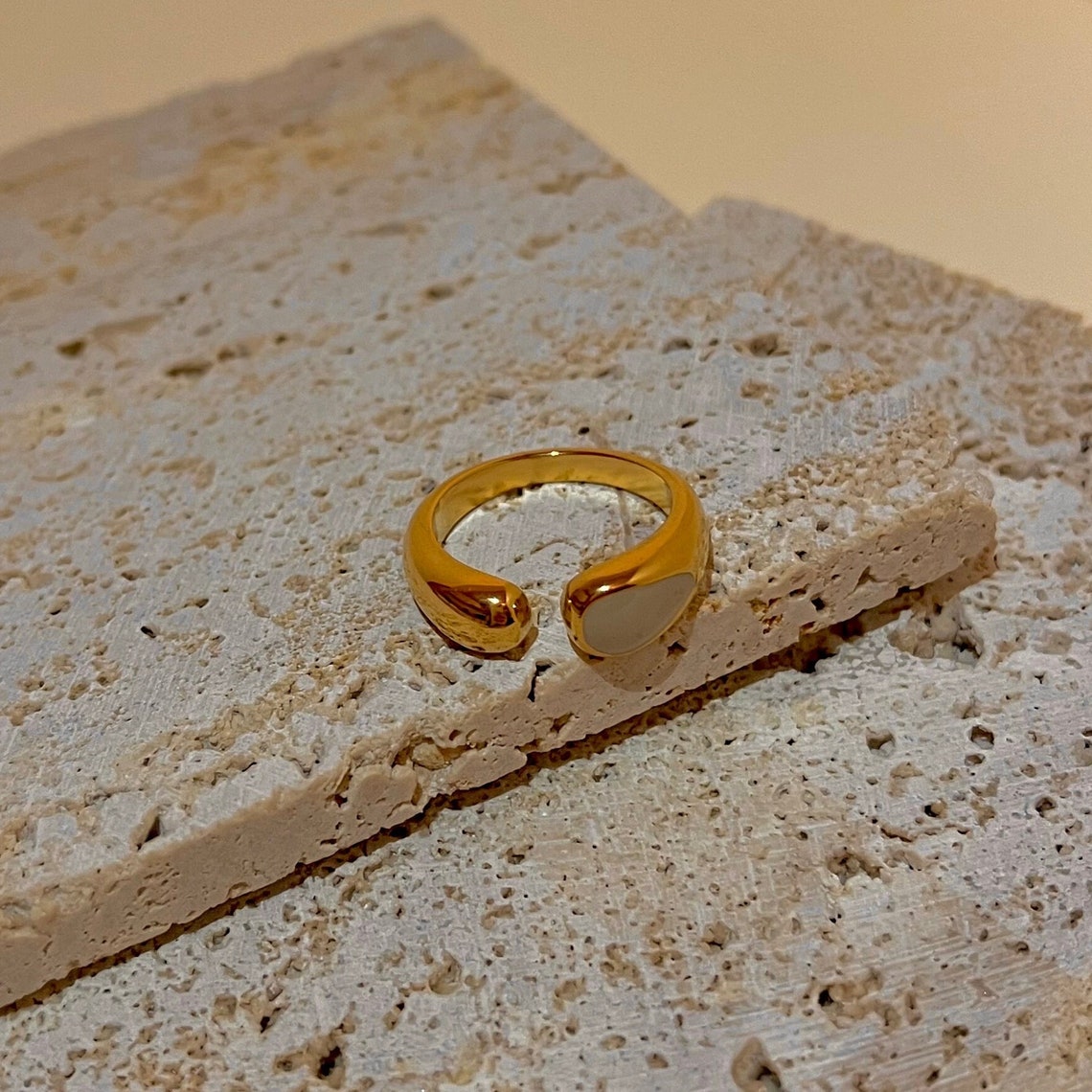 Bague Ajustable En Acier Inoxydable 304 Dorée Avec Zircon - Neuf Avec Étiquettes