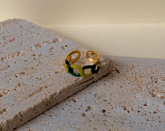 Jade Ring | stainless steel ring | adjustable ring | green ring | green jewelry | trendy ring | golden stainless steel