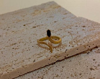 Julia Ring | gold stainless steel ring | snake ring | black adjustable ring