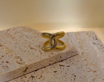 Anello Alma | anello in acciaio inossidabile dorato | anello regolabile