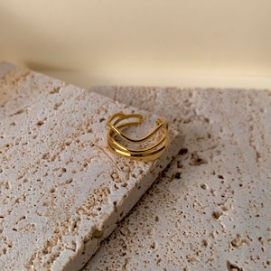 golden cosmos ring | stainless steel ring | golden stainless steel | adjustable ring |wave shaped ring | water resistant ring