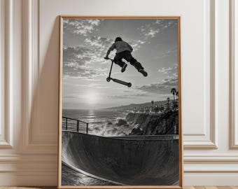 Scooter Poster, Freestyle Scooter Wall Art, Extreme Sports Print, Skatepark Poster, Stunt Scooter Art, Urban Sports Decor