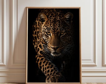 Leopard Poster, Wild Animal Print, Big Cat Photography, Jungle
