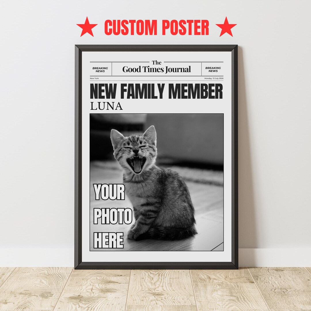 Custom Cat Poster, Personalized Cat Poster, Custom Cat Print, Custom ...