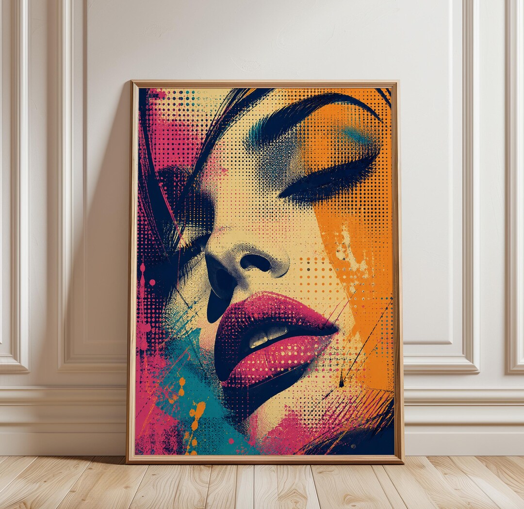Abstract Face Poster, Pop Art Portrait Print, Modern Wall Art, Colorful ...