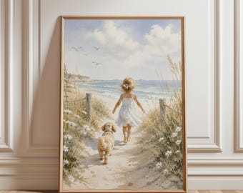 Beach Path Poster, Coastal Wall Art, Ocean Landscape Print, Beach Artwork, Seaside Painting, Beach Decor