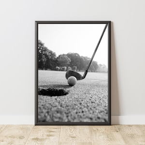 Póster de golf, Impresión de golf, Arte mural de golf, Póster deportivo, Impresión deportiva, Arte mural deportivo, Póster de golf en blanco y negro, Arte mural de dinero antiguo