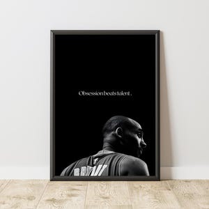 Poster motivazionale di Kobe Bryant, stampa motivazionale, arte murale motivazionale, arte murale ispiratrice, arredamento per palestra domestica, mentalità del Black Mamba