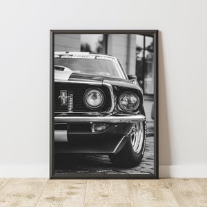 Vintage Ford Mustang Poster, Vintage Ford Mustang Print, Ford Mustang Wall Art, Muscle Car Poster, Classic Car Poster