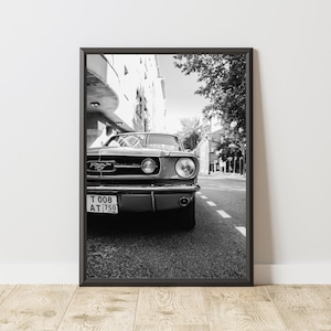 Vintage Ford Mustang Poster, Vintage Ford Mustang Print, Ford Mustang Wall Art, Muscle Car Poster, Classic Car Poster