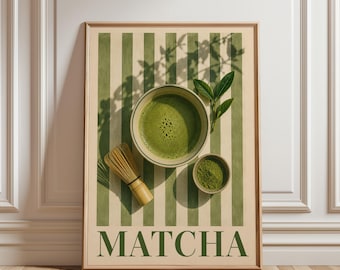 Matcha Kitchen Poster, Japanese Tea Wall Art, Matcha Print, Green Tea Decor, Kitchen Art, Café Wall Decor
