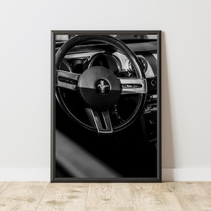 Poster vintage della Ford Mustang, stampa vintage della Ford Mustang, arte murale della Ford Mustang, poster di muscle car, poster di auto d'epoca, poster di auto d'epoca