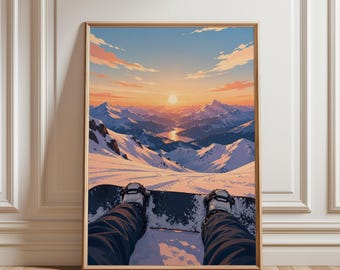Snowboard Poster, Snowboard Print, Snowboard Wall Art, Mountain Poster, Mountain Print, Mountain Wall Art, Snow Poster, Sports Wall Art