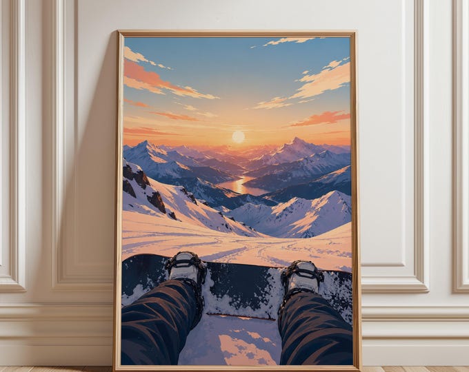 Snowboard Poster, Snowboard Print, Snowboard Wall Art, Mountain Poster, Mountain Print, Mountain Wall Art, Snow Poster, Sports Wall Art