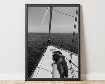 Woman on Boat Poster, Sailboat Print, Luxury Wall Art, Boat Poster, Boat Print, Boat Wall Art, Luxury Poster, Luxury Print, Summer Wall Art