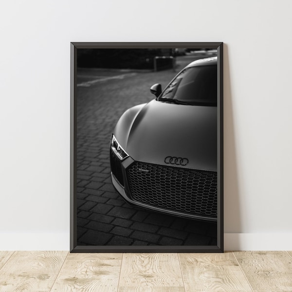 Audi R8 Poster, Audi R8 Druck, Audi R8 Wandkunst, ikonisches Auto Poster, Sportwagen Poster, Motorsport Wandkunst, Oldtimer Poster