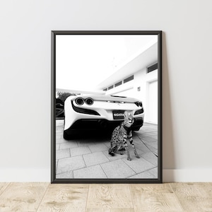 Ferrari F8 Poster, Ferrari Poster, Ferrari Print, Ferrari Wall Art, Black and White Ferrari, Iconic Ferrari, Sports Car Poster