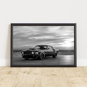 Vintage Ford Mustang Poster, Vintage Ford Mustang Print, Ford Mustang Wall Art, Muscle Car Poster, Classic Car Poster