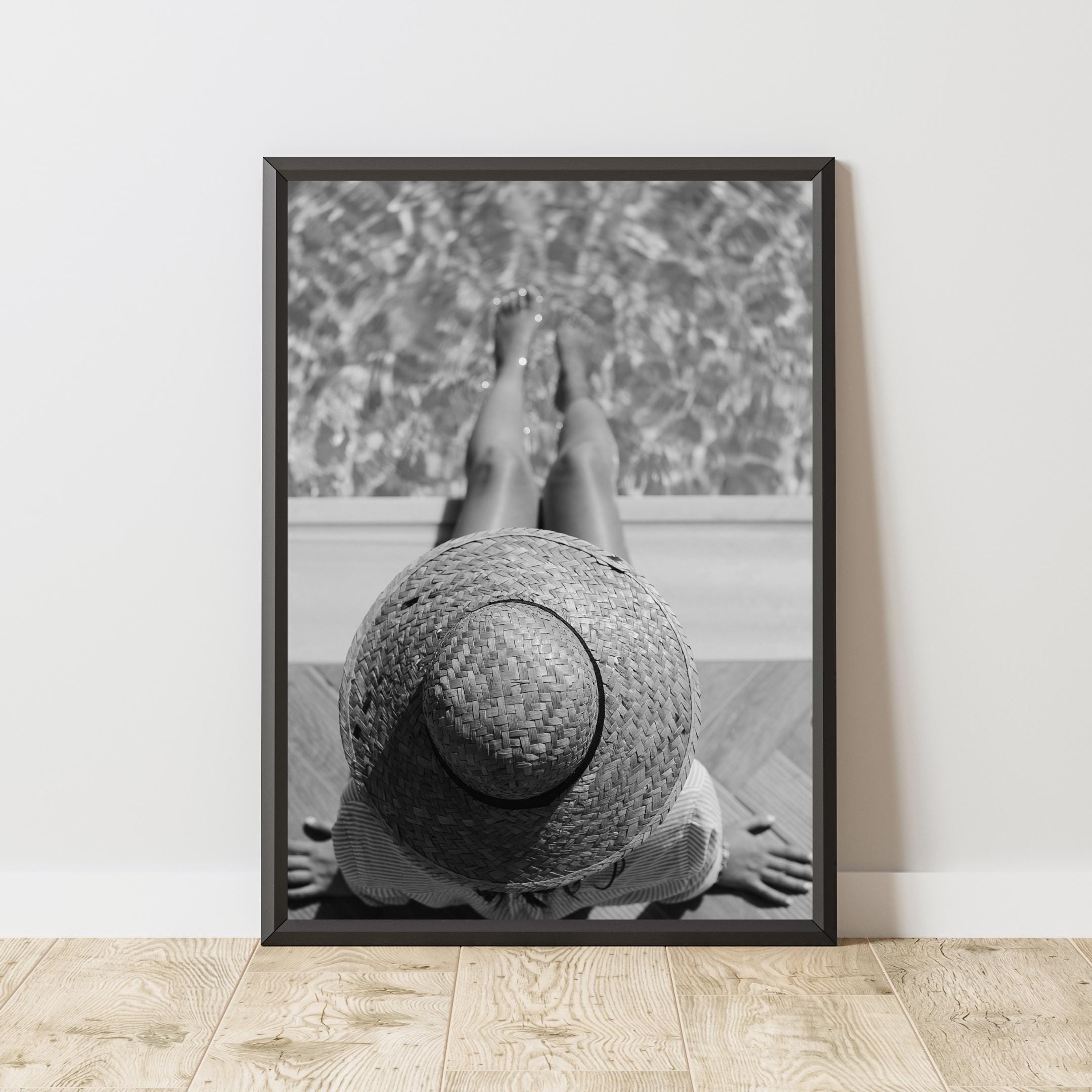 Woman in Swimming Pool Poster, Beach House Decor, Tropical Wall