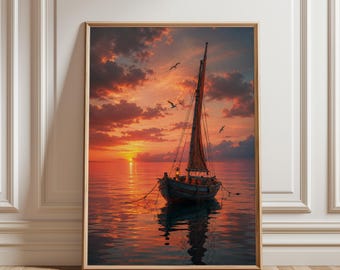 Sailboat Poster, Sailboat Print, Sailboat Wall Art, Nautical Poster, Nautical Wall Art