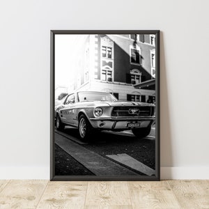 Vintage Ford Mustang Poster, Vintage Ford Mustang Print, Ford Mustang Wall Art, Muscle Car Poster, Classic Car Poster