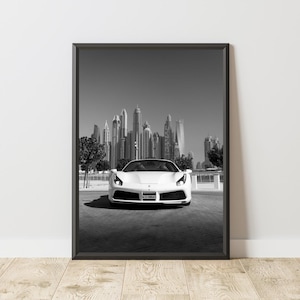 Ferrari 488 Spider Poster, Ferrari Poster, Ferrari Print, Ferrari Wall Art, Black and White Ferrari, Iconic Ferrari, Sports Car Poster